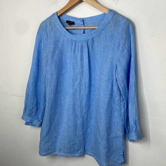 Talbots LINEN BUTTON-BACK BLOUSE - CROSS DYED size Small - Picture 3 of 13